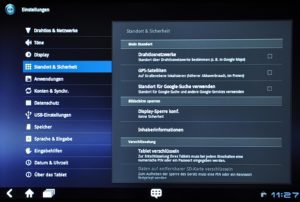 Abbildung 4: Die Einstellungsmenüs fallen beim Lenovo-Tablet sehr übersichtlich aus.