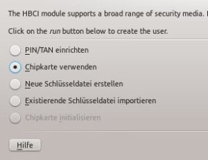 Abbildung 4: AqBanking unterstützt die HBCI(2.2)-Sicherheitsverfahren Chipkarte und PIN/TAN.