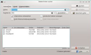 Abbildung 4: Über die integrierte Suchsoftware Kfind spüren Sie Dateien auf Ihrem Rechner auf.