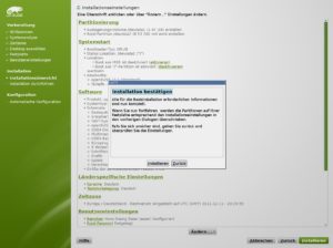 Abbildung 5: Jetzt wird es ernst: Klicken Sie hier auf "Installieren", richtet YaST OpenSuse ein. Wählen Sie "Abbrechen", bleibt das System unverändert.