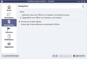 Abbildung 5: Im Einstellungsdialog entscheiden Sie, ob Sie Verzeichnisse im Dateimanager Dolphin per Doppel- oder Einzelklick öffnen wollen.