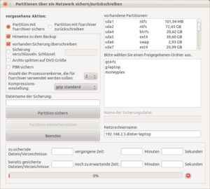 Abbildung 6: Der Dialog zur Partitionssicherung über das Netzwerk entspricht weitgehend jenem zur lokalen Sicherung.
