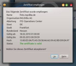 Abbildung 6: Der HBCI-Protokoll-Dialog ruft zuerst die Kontenliste des angegebenen Kontos ab.