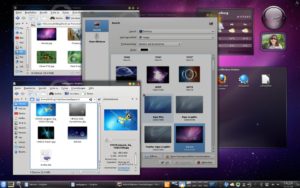 Abbildung 6: Mac-Hintergrundbilder schaffen am KDE-Desktop eine amüsante Illusion.