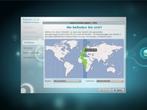 Abbildung 6: Geben Sie Ihren Aufenthaltsort an, damit Kubuntu die richtige Zeitzone für den Computer einstellt.