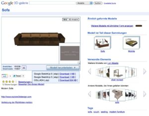 Abbildung 6: Einige Modelle bietet das Google 3D Warehouse im Collada-Format an, das Sie ohne Konvertierung verwenden können.