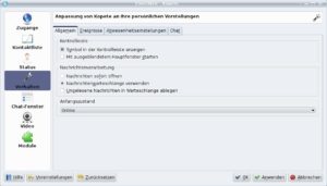 Abbildung 7: Im Einrichtungsdialog von Kopete weisen Sie den Messenger an, immer im Online-Modus zu starten.