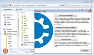 Abbildung 8: Diese drei Optionen bietet Wubi. Haben Sie ausreichend Platz, geben Sie der Installation eine Chance.