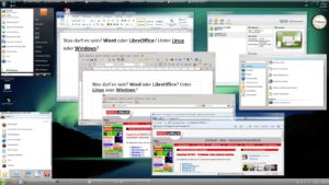 Abbildung 9: Besonders komfortabel ist der "Nahtlos"-Modus, bei dem Sie die Startleisten von Windows und Linux sowie die einzelnen Programmfenster bunt gemischt auf dem Bildschirm sehen.