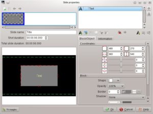 Abb. #: Die Applikation ffDiaporama montiert Bilder, Textelemente, Videoclips und Audiodateien zu professionell wirkenden Multimedia-Präsentationen.