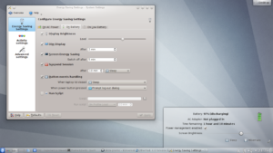 Powermanagement mit drei vorkonfigurierten Szenarien. Quelle KDE