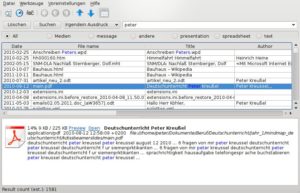 Abb. #: Ähnlich wie Google das Internet durchsucht die Desktop-Suchmaschine Recoll die Dateien auf der Festplatte nach enthaltenen Schlagwörtern.