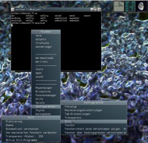 Abbildung 10: Vom Slit sehen Sie nur die Miniprogramme, die es anzeigt. Hier die Windowmaker Applets Wmcpuload, Wmweather und die Mondphasenuhr Wmmoonclock.