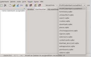 Abbildung 3: Das Firefox-Addon SQLite-Manager zeigt auf Wunsch auch die internen Datenbanken des Browsers an.