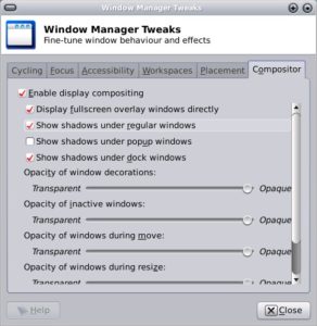 Abbildung 3: Schatten und Transparenz bietet XFCE von Haus aus.