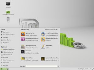 Abbildung 3: Bei dem aufgebohrten Menü von Linux Mint 12 handelt es sich um das distributionseigene Gnome-2-Applet <code srcset=