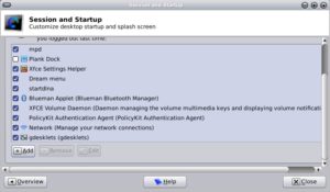 Abbildung 5: Im Startup-Menü von XFCE verwalten Sie bequem die beim Systemstart zu ladenden Programme.