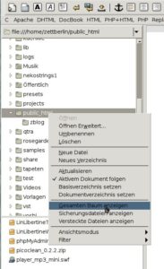 Abbildung 5: Der Dateibaum in der Seitenleiste versucht, nur zum aktiven Projekt gehörende Verzeichnisse anzuzeigen. Möchten Sie einen normalen Dateibaum, aktivieren Sie <code srcset=