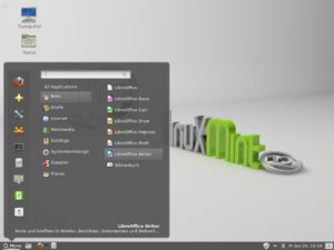 Abbildung 8: Cinnamon besitzt das von Linux Mint bekannte Startmenü.