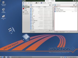 Abbildung 1: Der KDE-Desktop von Siduction mit dem Dateimanager Dolphin.