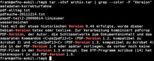 Abbildung 4: Dateiliste und Suchtreffer mischen sich bei der Suche nach Dateiinhalten aus Tar-Archiven.