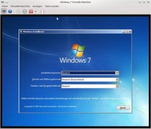 Abbildung 8: Windows 7 bootet in der virtuellen Maschine.