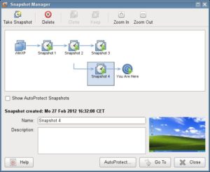 Abbildung 9: Der ausgeklügelten und durchdachten Snapshot-Verwaltung von VMware hat VirtualBox nicht allzu viel entgegenzusetzen.