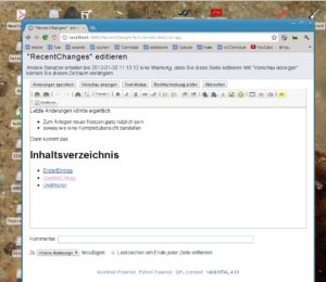 Abbildung 9: MoinMoin sieht simpel aus, ist aber flexibel genug für sehr komplex strukturierte Datensammlungen und lässt sich leicht auf einem Webserver betreiben.