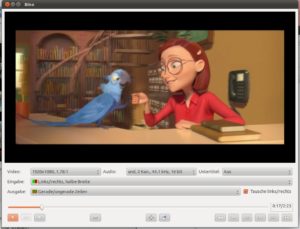 Abbildung 1: Das Hauptfenster des 3D-Mediaplayers Bino entspricht im wesentlichen dem gängiger Videoplayer, mit Ausnahme der Auswahlmenüs für das Eingabeformat und die Ausgabemethode.