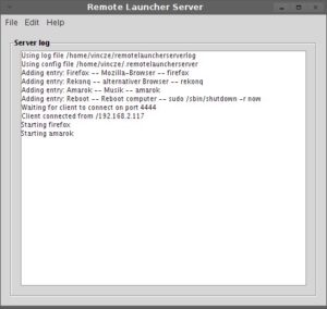 Abbildung 2: Das Programmfenster für den Linux-PC zeigt die letzten Aktionen des Remote Launchers an.