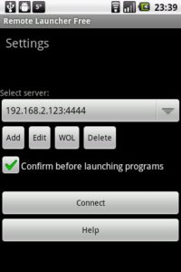 Abbildung 4: Die App ist übersichtlich gehalten. Die Wake-on-LAN-Funktion lässt sich über den Button <code srcset=