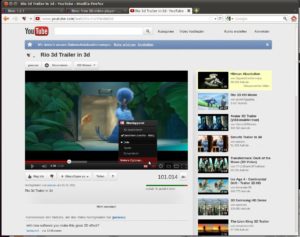 Abbildung 4: Youtube 3D funktioniert problemlos am LG D2342P, die richtigen Einstellungen vorausgesetzt.