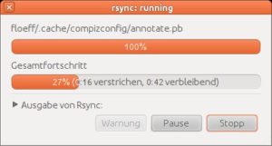 Abbildung 5: Grsync informiert über den aktuellen Fortschritt der Arbeit.