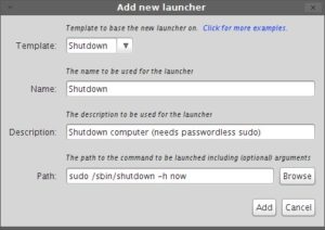 Abbildung 6: Remote Launcher erleichtert mithilfe von Templates die Eingabe spezieller Funktionen wie etwa des Herunterfahrens.