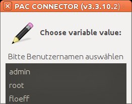 Abbildung 9: PAC bietet über eine Auswahl eine vorkonfigurierte Liste von Benutzern für den entfernten SSH-Server an.