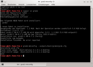 Mit diesen Befehlen aktiviert man GRUB2.