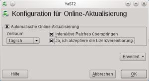 Abbildung 1: OpenSuse bietet die Möglichkeit, Aktualisierungen automatisch einzuspielen.