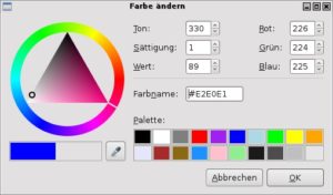 Abbildung 1: Der Dialog zum Auswählen der Farbe mit der Pipette unter dem Farbrad.