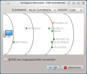 Abbildung 11: Die integrierte Scan-Funktion zeigt zu jedem entdeckten WLAN die Empfangsqualität an.