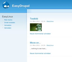 Abbildung 2: Eine Drupal-Installation mit einem Standard-Theme und einem Bildermodul.