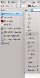 Abbildung 2: Dolphin arbeitet nicht nur als Dateimanager, sondern unterstützt auch viele weitere Protokolle.