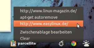 Abbildung 2: Auf der Gnome Shell nistet sich das praktische Clipboard unten rechts im Benachrichtungsfeld ein.