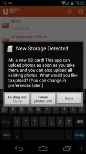 Abbildung 2: Bei der Einrichtung (oder später in den App-Einstellungen) legen Sie fest, ob das Handy automatisch Ihre Fotos, nur zukünftige Schnappschüsse oder keine mit Ubuntu One synchronisiert.
