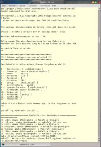 Abbildung 2: Checkinstall fragt interaktiv fehlende Informationen ab, etwa eine Beschreibung für das Paket.
