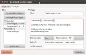 Abbildung 3: Im Reiter "Vorlagen" erzeugen Sie die Musterbriefe, die Sie später per Knopfdruck in eine neue E-Mail einfügen.