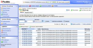 Abbildung 4: Plesk zeigt hier die Liste der automatisch erzeugten Backups eines V-Servers an.