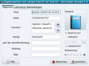 Abbildung 4: Der Dialog zu den Eigenschaften eines Buches erlaubt unter anderem das Erfassen von Leihdaten.