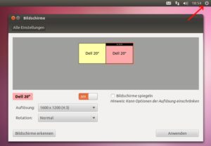 Abbildung 6: Unity aktiviert einen Zweitmonitor sofort. Der Einstellungsdialog ist etwas komfortabler als der von KDE.