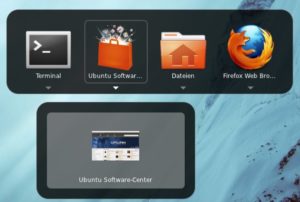 Abbildung 7: Der Fensterwechsel besitzt bei Gnome 3 eine praktische Vorschaufunktion (hier aktiviert für das Software-Center).