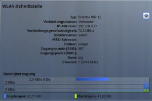 Abbildung 8: Wählen Sie eine Verbindung aus, zeigt KDE Details an, darunter IP-Adresse, Geschwindigkeit und MAC.